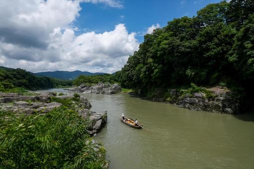 長瀞のライン下り ライン下り,船,カヌーの写真素材