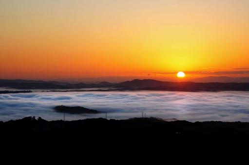 日の出と雲海 雲海,うんかい,ウンカイの写真素材