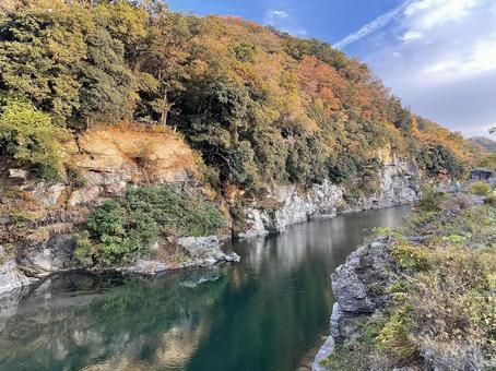 紅葉の長瀞 ウォーキング,自然,景色の写真素材