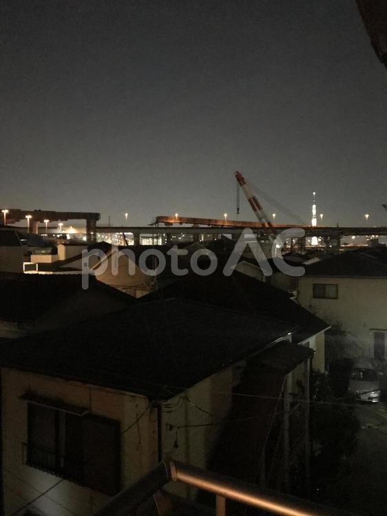 高速道路建設と家 何人もありません,都市,水域の写真素材