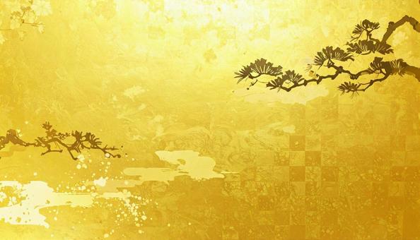 金色の背景　和風　水墨画の写真