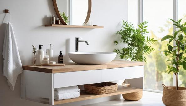 おしゃれでシンプルな洗面台 おしゃれでシンプルな洗面台の写真