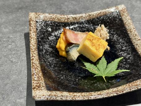 Beautifully colored small bowls of Japanese appetizers, JPG Beautifully colored small bowls of Japanese appetizers, JPG