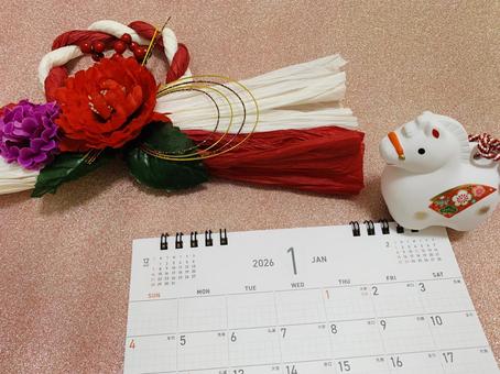 2026年1月カレンダー 1月,1月カレンダー,新年の写真素材