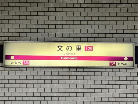 Photo, station name label, osaka metro, tanimachi line, 