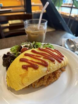 オムライス オムライス レストラン,ランチ,卵の写真素材