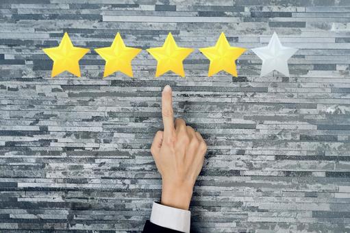 5段階中4つの星の評価 星,星4つ,スターの写真素材