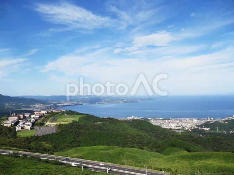十文字原展望台 大分県,展望台,景色の写真素材