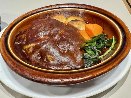 Photo, demiglas sauce, stewed, hamburger, 