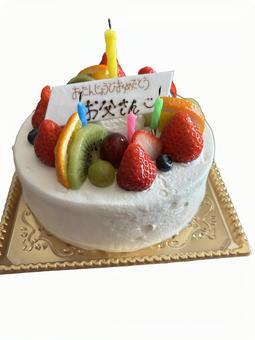 誕生日ケーキ　お父さんバージョン ケーキ,誕生日,苺のケーキの写真素材