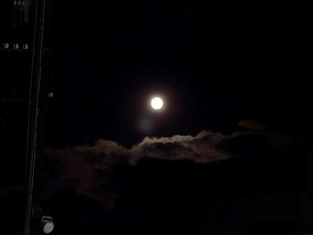 12月の満月　コールドムーン コールドムーン,深夜,景色の写真素材