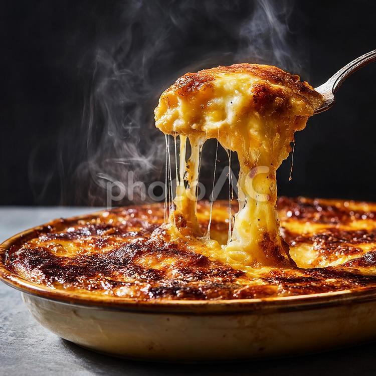 オーブンから取り出したばかりのグラタン グラタン,チーズ,料理の写真素材