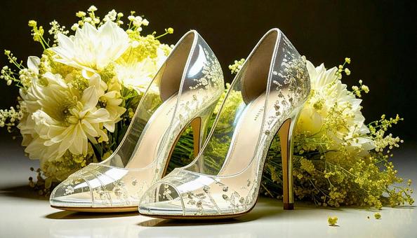 シンデレラ ガラスの靴と白い花束 シンデレラ ガラスの靴と白い花束 の写真