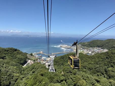 Photo, ropeway, mountain, sea, 