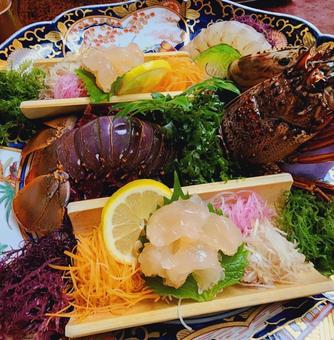 伊勢海老 造り 伊勢海老 造り 刺身,盛り合わせ,盛り付けの写真素材