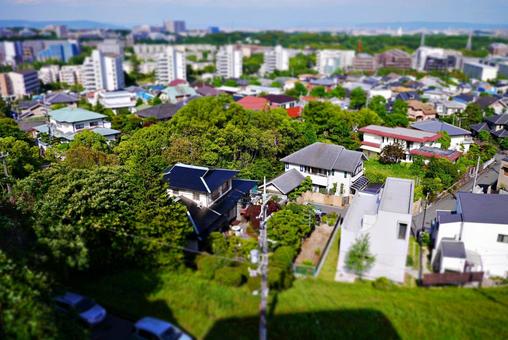 ジオラマ風千里ニュータウンの風景 ジオラマ風千里ニュータウンの風景 千里ニュータウン,ジオラマ,箱庭風の写真素材