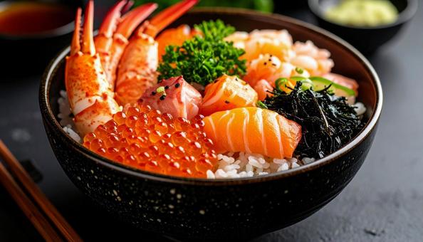 豪華な海鮮丼 豪華な海鮮丼の写真