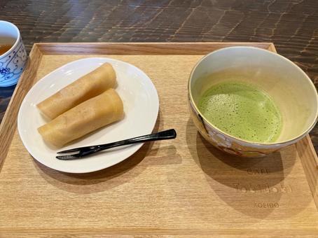 抹茶と和菓子の調布 抹茶と和菓子の調布 抹茶,和菓子,調布の写真素材