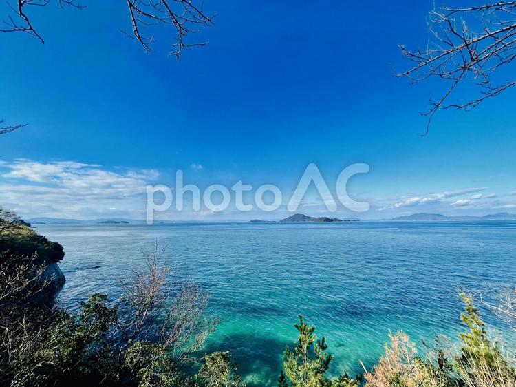 瀬戸内のハワイ・周防大島から見た美しい海 ハワイ,山口,周防大島の写真素材