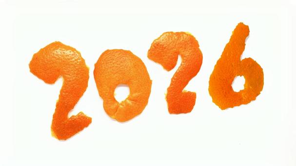 2026みかんの皮 年賀状,みかん,みかんの皮の写真素材