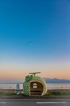 長崎県　フルーツのバス停 フルーツバス停,メロンバス停,長崎の写真素材