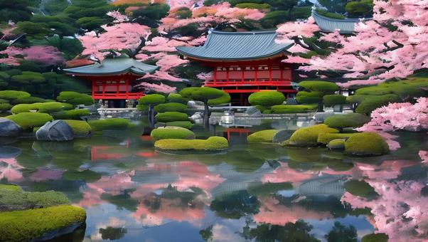 temple cherry blossoms, JPG temple cherry blossoms, 寺廟, 櫻花, 風景, JPG