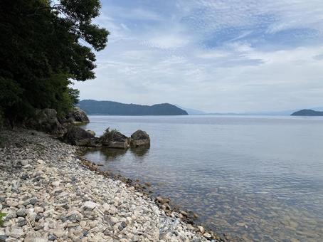 琵琶湖、海津大崎 琵琶湖、海津大崎 琵琶湖,水辺の風景,マキノの写真素材