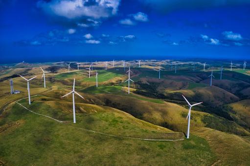 Wind-power generation, wind power, windmill, townscape, JPG