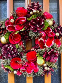クリスマスリース クリスマスリース,リース,赤の写真素材
