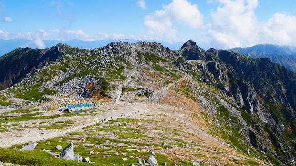 大自然のキャンプ 千畳敷カール,山,秋の写真素材