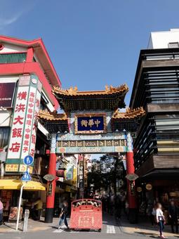 Yokohama Chinatown ·ประตูเพื่อนบ้าน Yuzen (Senzentrin), โยโกฮามาไชน่าทาวน์, เอเชีย, หลักเขต, JPG