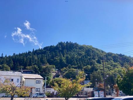 飯盛山 飯盛山,青空,自然の写真素材
