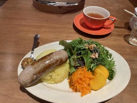 ソーセージプレートランチ ソーセージプレートランチ ランチ,カフェ,cafeの写真素材