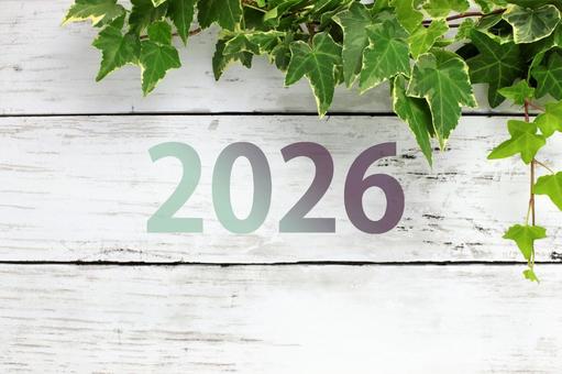 2026の文字とグリーン背景 2026年,新年,新しい年の写真素材
