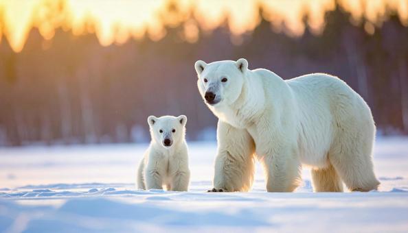 白クマの親子の写真