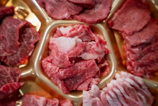 様々なお肉の豪華盛り合わせ 肉,牛肉,豚肉の写真素材