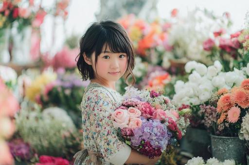 花束を持った女の子-1の写真