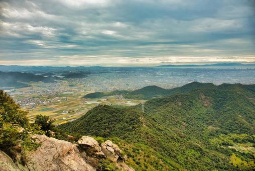 高御位山 播磨平野,山岳,平野の写真素材
