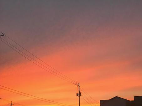 田舎の夕焼け3 田舎の夕焼け3 夕焼け,雲,空の写真素材