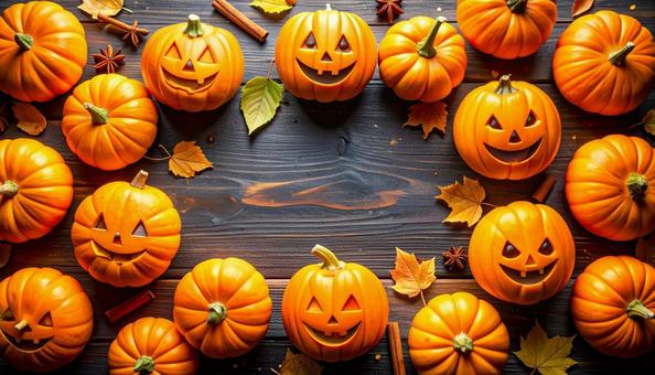 ハロウィンのかぼちゃ装飾フレーム ハロウィンのかぼちゃ装飾フレームの写真