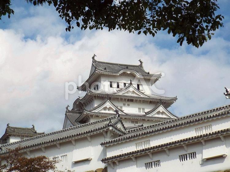 【風景写真】姫路城の風景 姫路城,天守閣,木造の写真素材