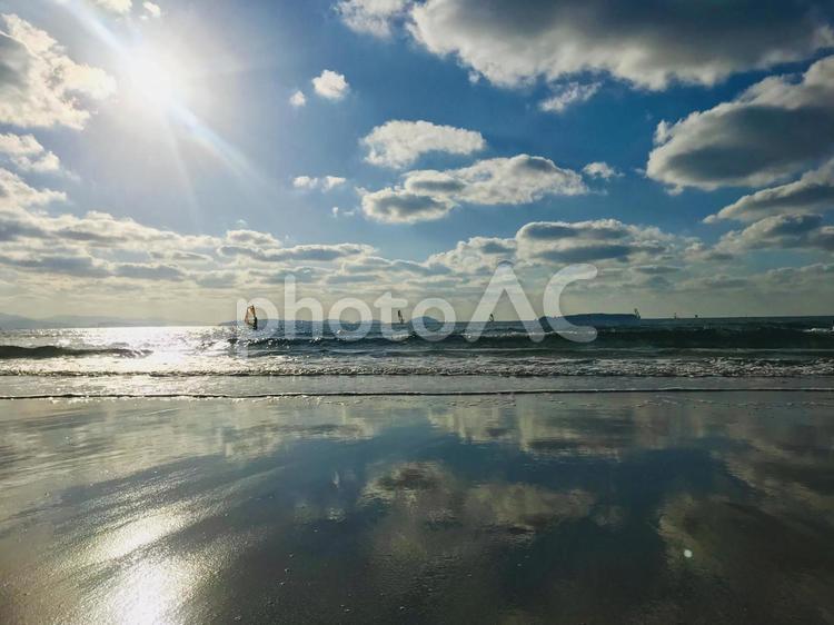 かがみの海(その②) かがみの海,絶景,海の写真素材