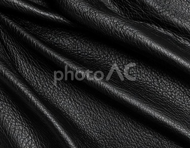 波打つ黒い革の表面 革,黒,レザーの写真素材