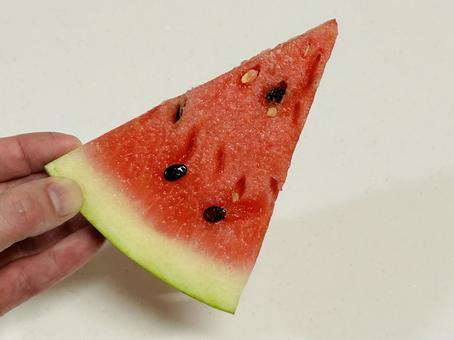 切ったスイカを手に持つ 切ったスイカを手に持つ スイカ,果物,野菜の写真素材