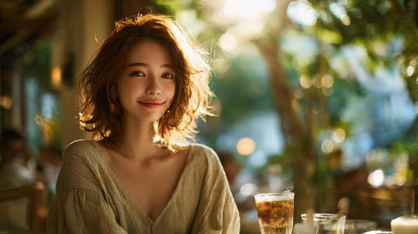 夏のカフェで過ごす午後の写真