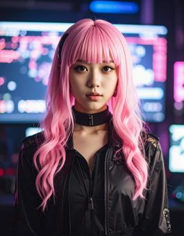 サイバーパンク・黒レースコスの彼女 サイバーパンク・黒レースコスの彼女の写真