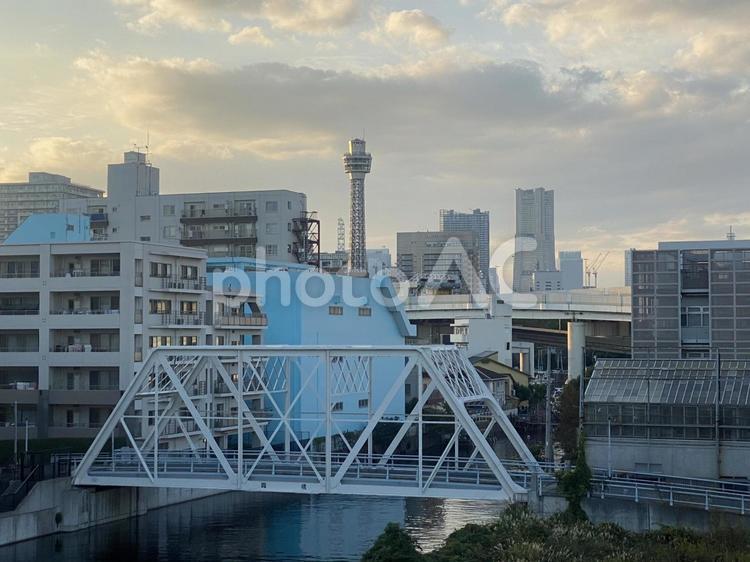 横浜みなとみらい遠景 みなとみらい,河川,橋の写真素材