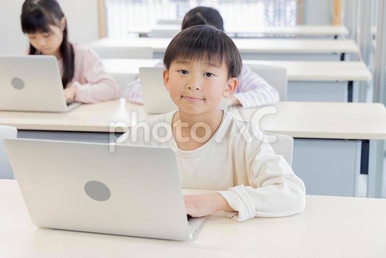 IT学習をする小学生 小学生,プログラミング,女の子の写真素材