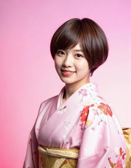 和装（着物）の彼女・春のイメージの写真