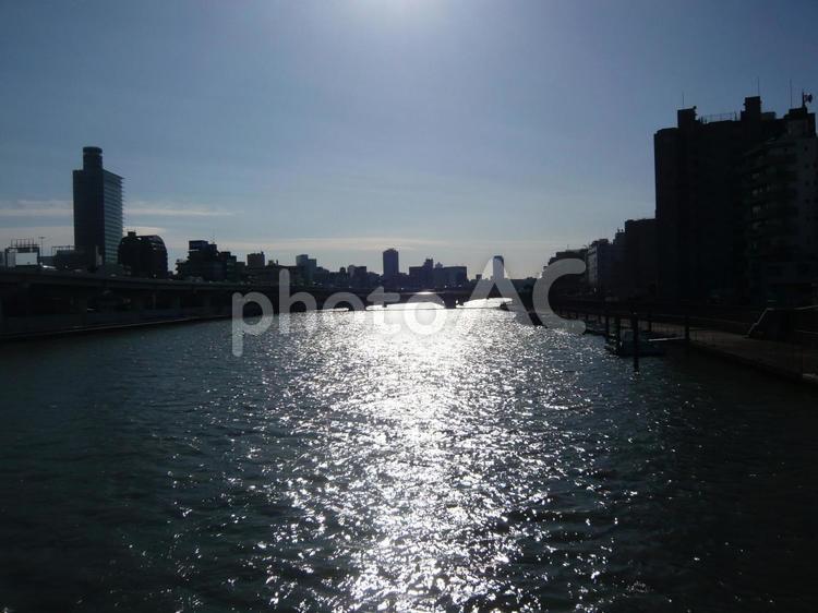 隅田川～風景 墨田川,水上バス,橋の写真素材